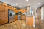 Large social fully equipped gourmet kitchen